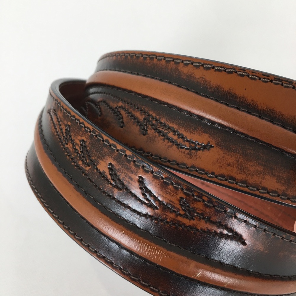 Silver Creek Collection Western Stitched Leather Belt Brown Size 36 Unisex